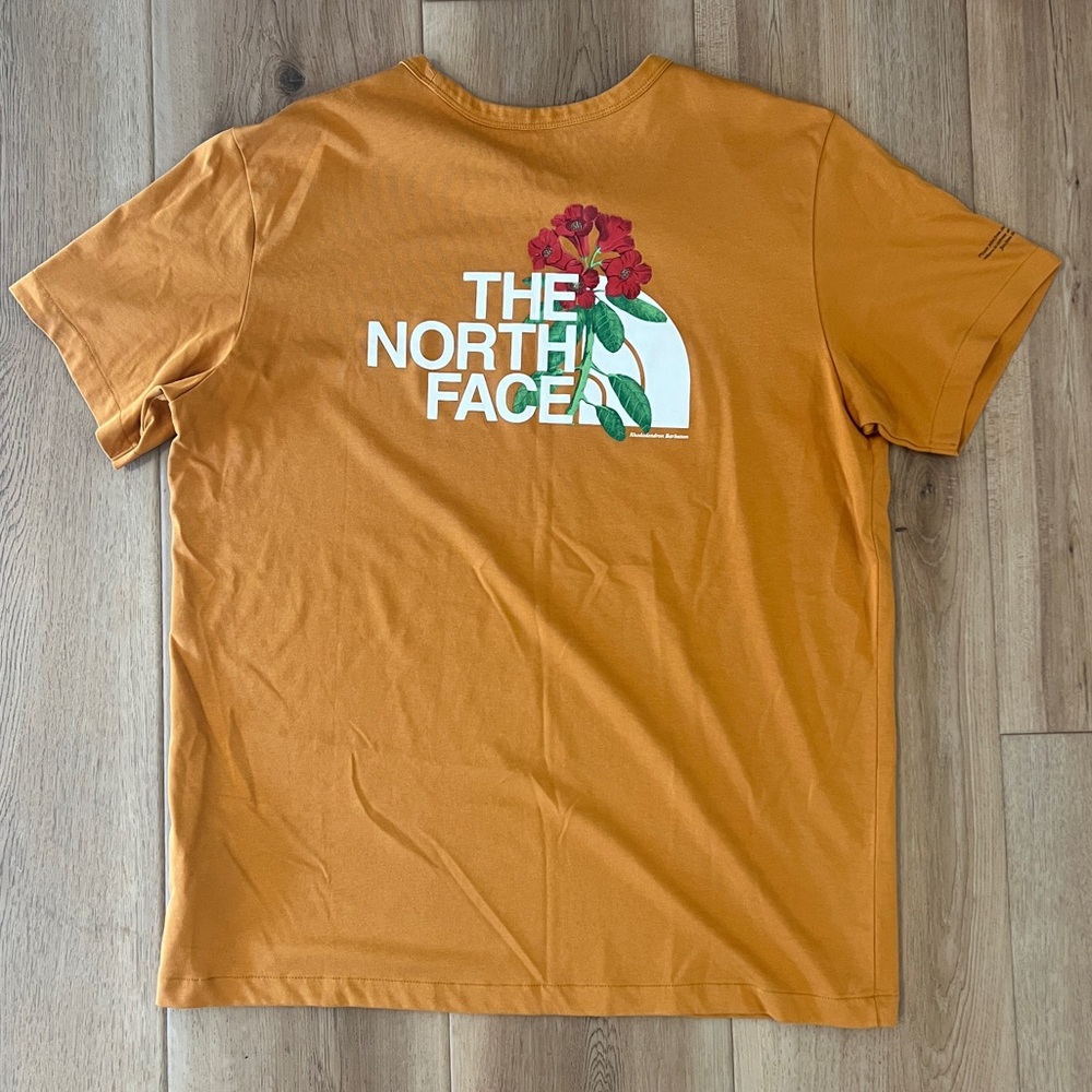 The North Face Men's Mustard T-Shirt with Floral Graphic